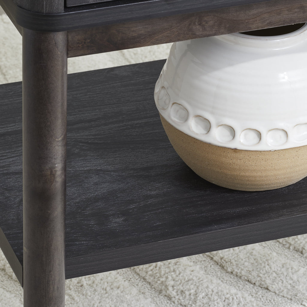 Springwood Caning Storage Accent Cabinet, Charcoal Finish