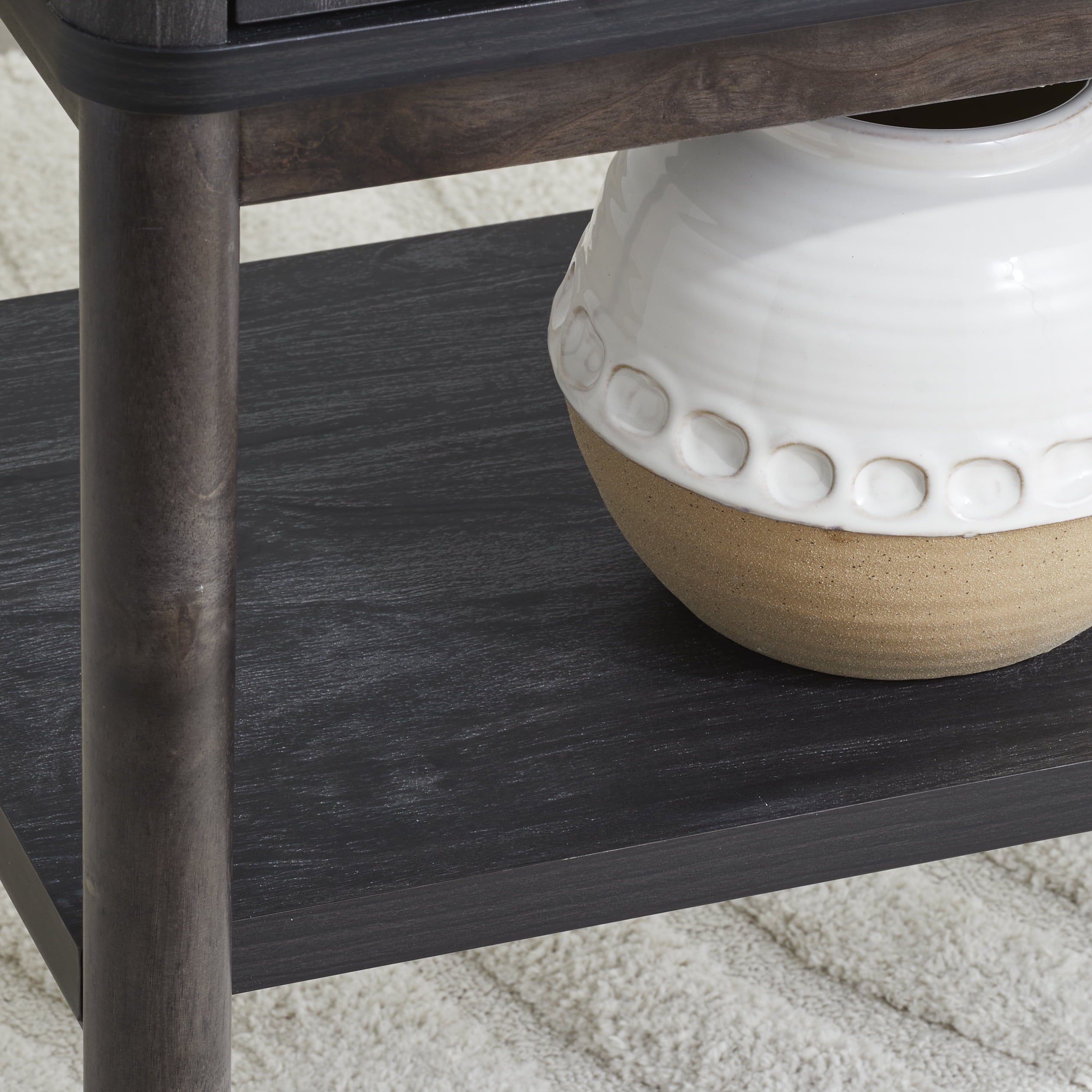 Springwood Caning Storage Accent Cabinet, Charcoal Finish