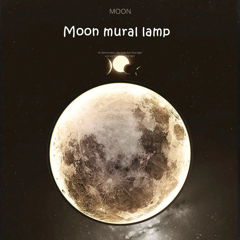 Moon Decoration Wall Lamp Nordic art mural Modern Design Style Lamp Bedroom Living Room Sofa Background Interior LED Night Light