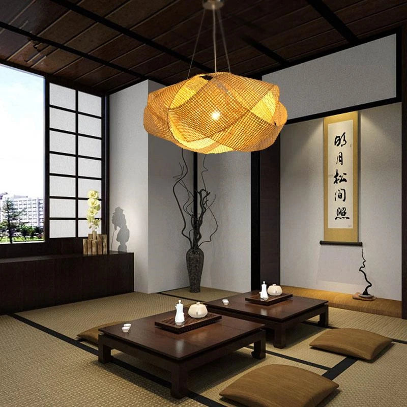 Nordic bamboo chandelier Japanese Tatami minimalist woven lamp Design For Living Room Bedroom Home Decorations loft chandelier