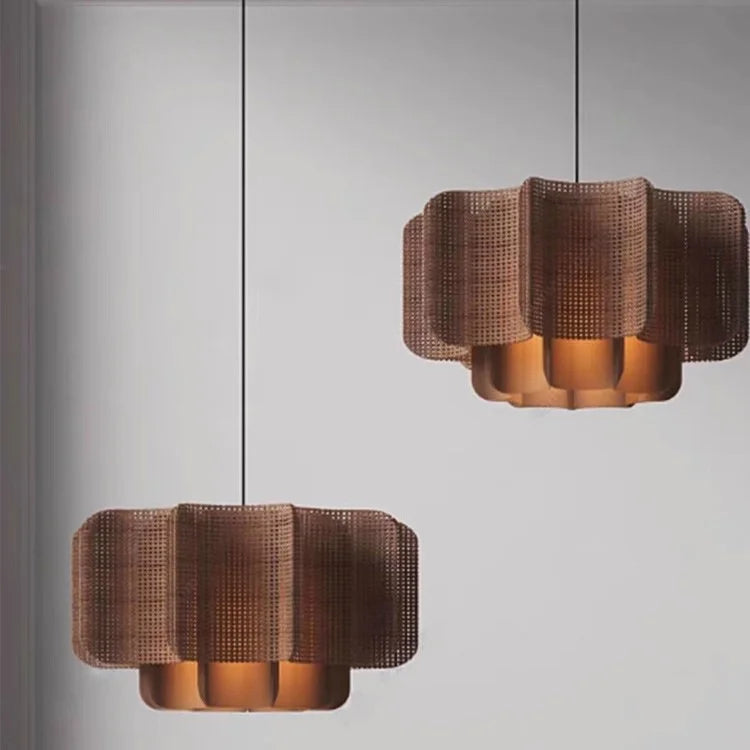 Japanese Rattan Chandelier Wabi Sabi Vintage pendant Light Bedroom Kitchen Island Living Dining Room Hotel Bedroom hanging Lamp