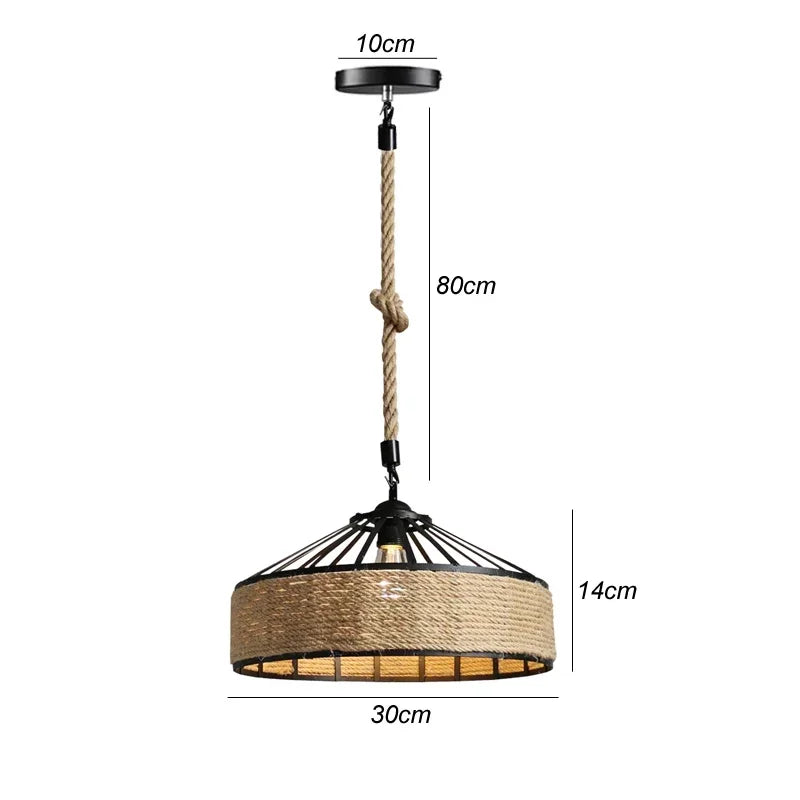 Chinese Japanese Chandelier Natural Bamboo Rattan Pendant Lights Shades Restaurant E27 Lighting Handmade Weaving Hanging Lamp
