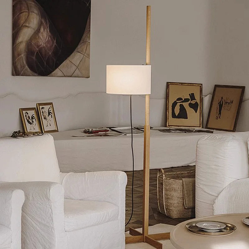 Japanese Liftable Wooden Lamp Wabi Sabi Fabric Floor Lamp For Villa Living Room Corner Home Decor Creative Bedroom Bedside Lamp