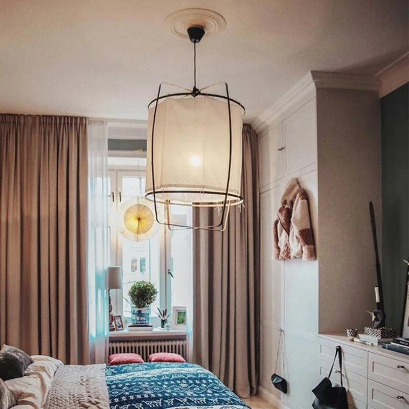 Ay illuminate Pendant Lamp Japanese Fabric Lantern Chandelier Wabi Sabi Style Living Dining Room Restaurant Hanging Lighting