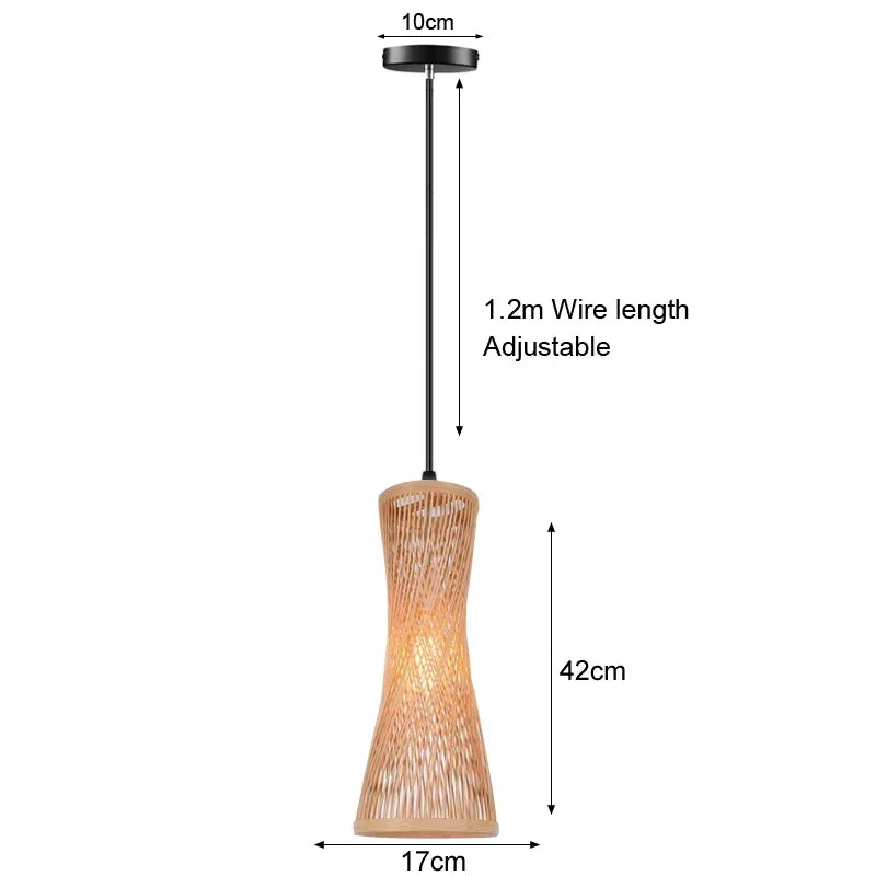 Chinese Japanese Chandelier Natural Bamboo Rattan Pendant Lights Shades Restaurant E27 Lighting Handmade Weaving Hanging Lamp