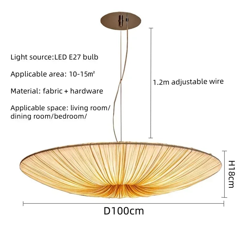 Japanese Wabi Sabi Cloth Pendant Light Bar Living Room B&B Bedroom Nordic Ceiling Chandelier Lighting Decor Lustre Hanging Lamps