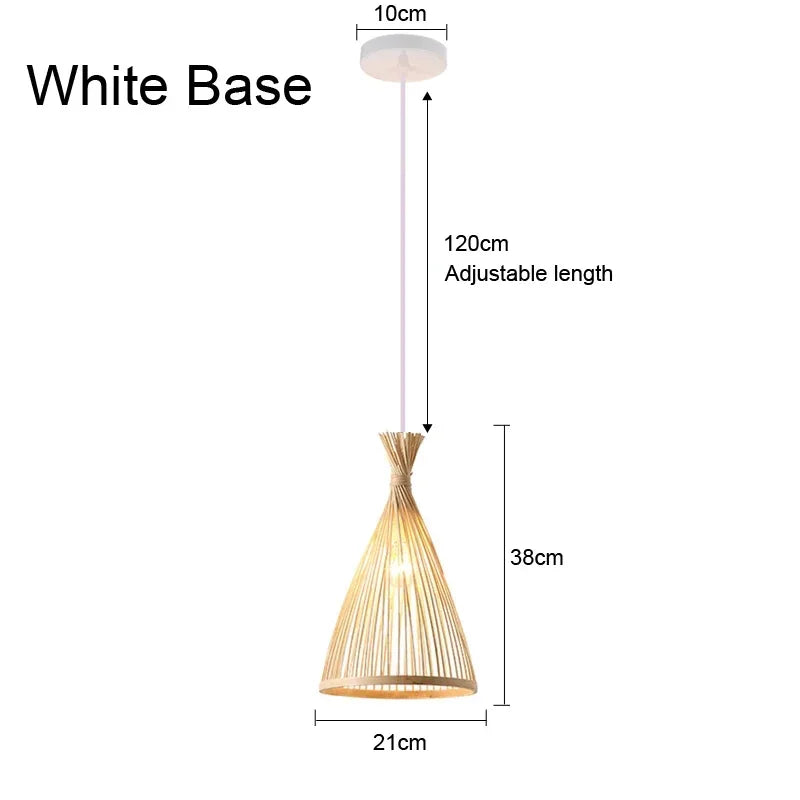 Chinese Japanese Chandelier Natural Bamboo Rattan Pendant Lights Shades Restaurant E27 Lighting Handmade Weaving Hanging Lamp