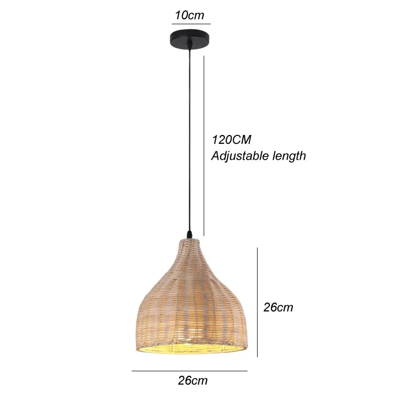 Chinese Japanese Chandelier Natural Bamboo Rattan Pendant Lights Shades Restaurant E27 Lighting Handmade Weaving Hanging Lamp