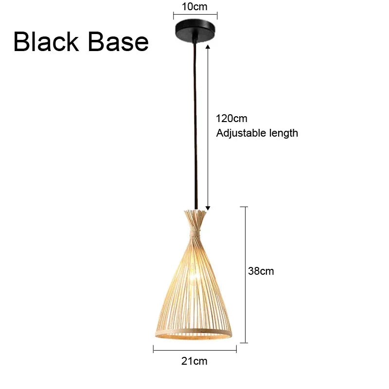 Chinese Japanese Chandelier Natural Bamboo Rattan Pendant Lights Shades Restaurant E27 Lighting Handmade Weaving Hanging Lamp
