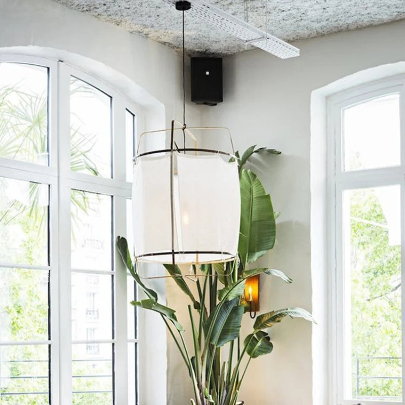 Ay illuminate Pendant Lamp Japanese Fabric Lantern Chandelier Wabi Sabi Style Living Dining Room Restaurant Hanging Lighting