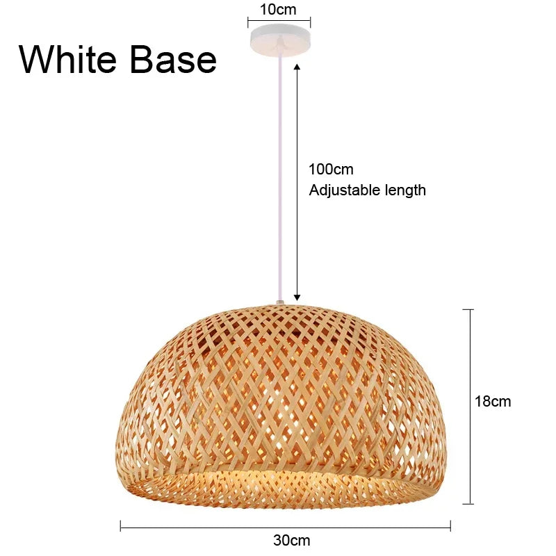 Chinese Japanese Chandelier Natural Bamboo Rattan Pendant Lights Shades Restaurant E27 Lighting Handmade Weaving Hanging Lamp