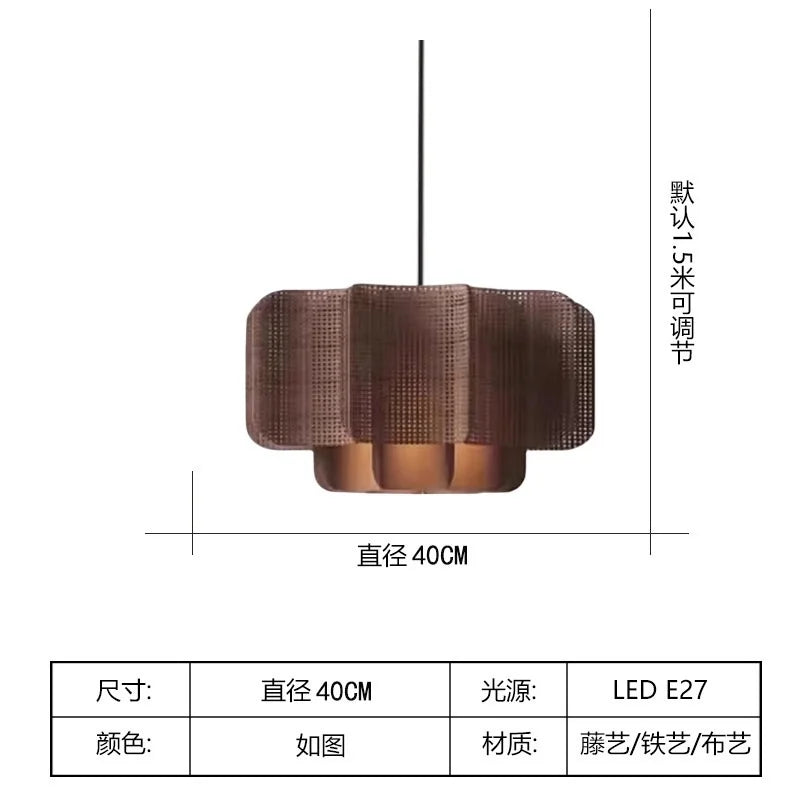 Japanese Rattan Chandelier Wabi Sabi Vintage pendant Light Bedroom Kitchen Island Living Dining Room Hotel Bedroom hanging Lamp