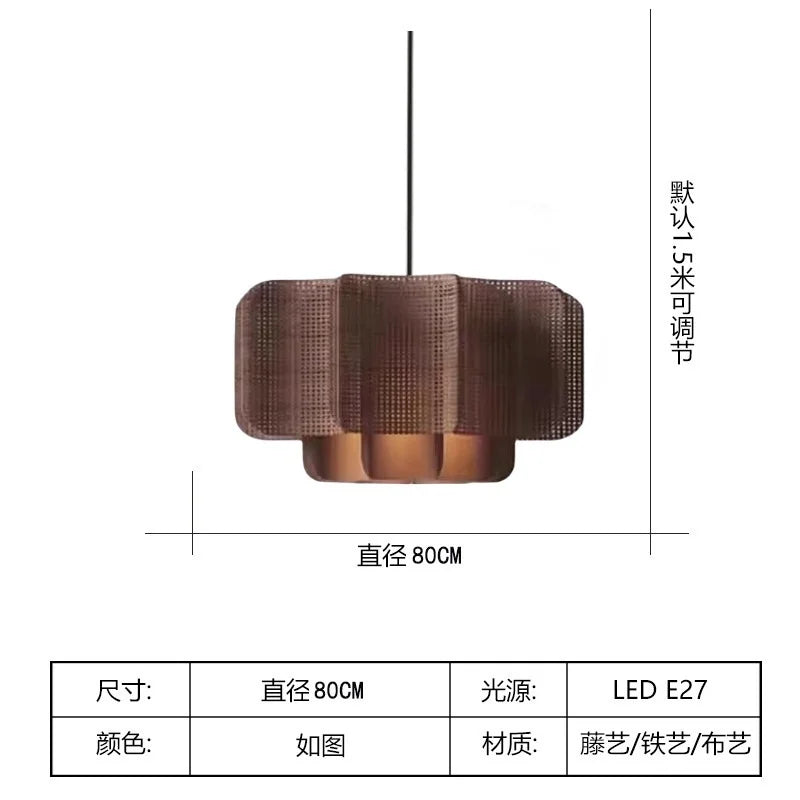 Japanese Rattan Chandelier Wabi Sabi Vintage pendant Light Bedroom Kitchen Island Living Dining Room Hotel Bedroom hanging Lamp