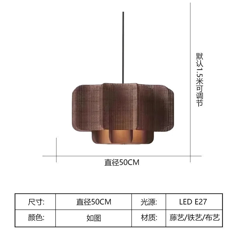 Japanese Rattan Chandelier Wabi Sabi Vintage pendant Light Bedroom Kitchen Island Living Dining Room Hotel Bedroom hanging Lamp
