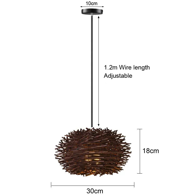 Chinese Japanese Chandelier Natural Bamboo Rattan Pendant Lights Shades Restaurant E27 Lighting Handmade Weaving Hanging Lamp
