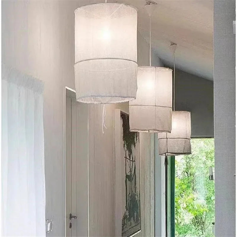 Ay illuminate Pendant Lamp Japanese Fabric Lantern Chandelier Wabi Sabi Style Living Dining Room Restaurant Hanging Lighting