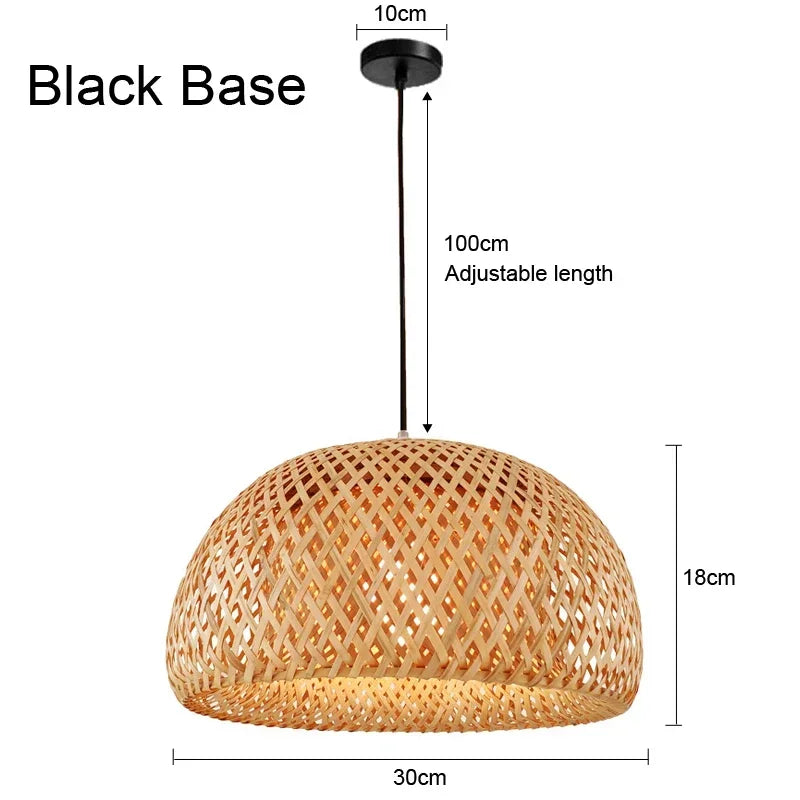 Chinese Japanese Chandelier Natural Bamboo Rattan Pendant Lights Shades Restaurant E27 Lighting Handmade Weaving Hanging Lamp