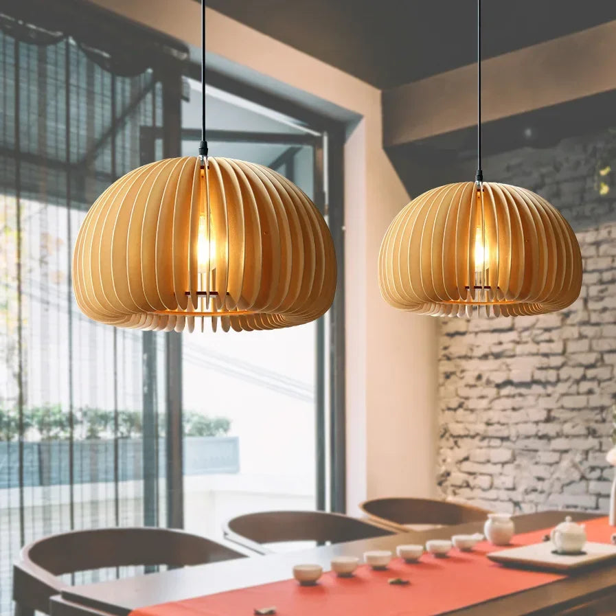 Chinese Japanese Chandelier Natural Bamboo Rattan Pendant Lights Shades Restaurant E27 Lighting Handmade Weaving Hanging Lamp