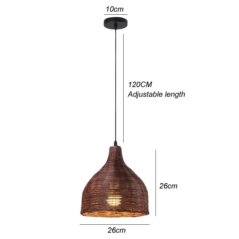 Chinese Japanese Chandelier Natural Bamboo Rattan Pendant Lights Shades Restaurant E27 Lighting Handmade Weaving Hanging Lamp