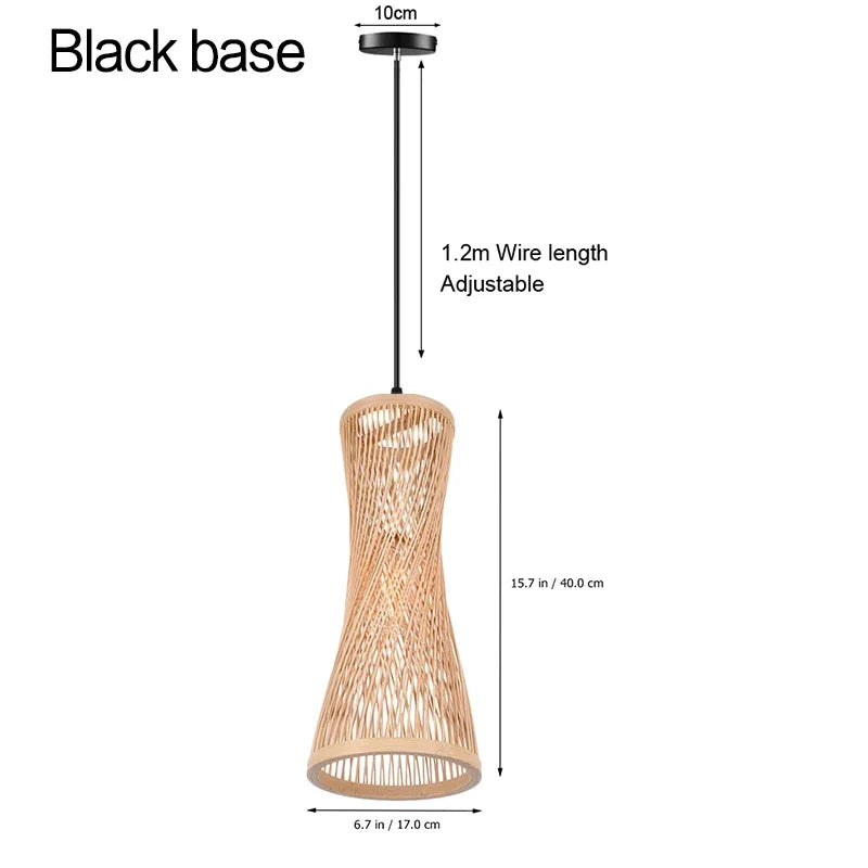 Japanese Bamboo Chandelier Chinese Style Rattan Woven Hanging Light Ceiling Lamp for Home Cafe Bar Decorate Restaurant Lighting