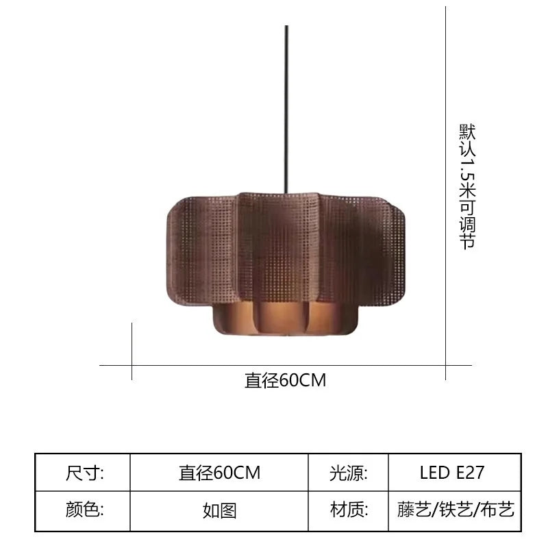 Japanese Rattan Chandelier Wabi Sabi Vintage pendant Light Bedroom Kitchen Island Living Dining Room Hotel Bedroom hanging Lamp