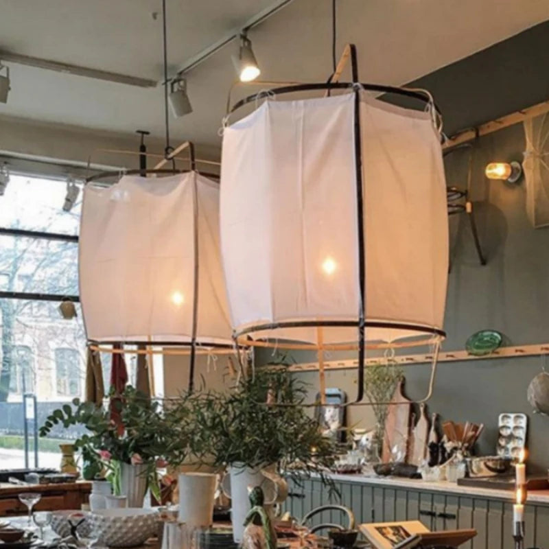 Ay illuminate Pendant Lamp Japanese Fabric Lantern Chandelier Wabi Sabi Style Living Dining Room Restaurant Hanging Lighting
