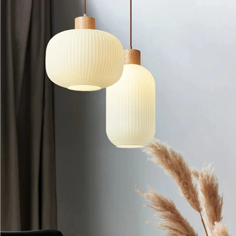 Modern Japanese Simplicity LED Pendant Light for Living Room Bedroom Dining Room Loft - Glass Hanging Lamp Home Decor