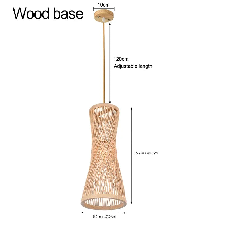 Japanese Bamboo Chandelier Chinese Style Rattan Woven Hanging Light Ceiling Lamp for Home Cafe Bar Decorate Restaurant Lighting